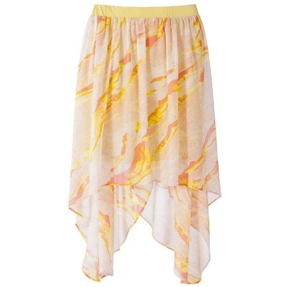Labworks Yellow and Pink Hi-Low Skirt with Pockets
